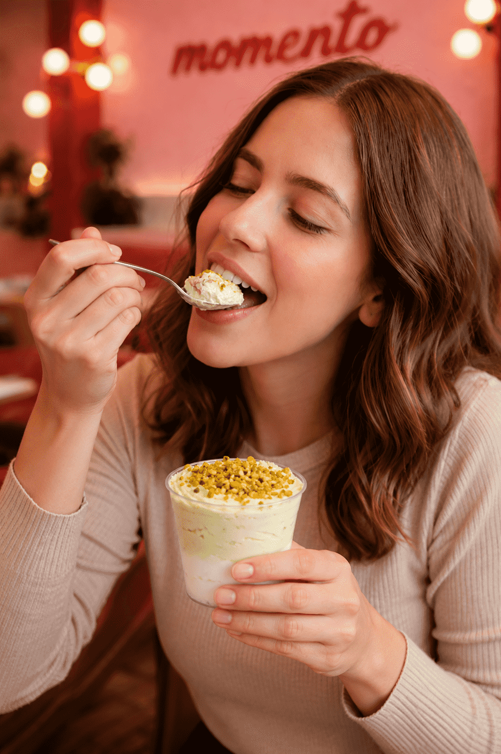 Femme dégustant une glace Mr. Pops
