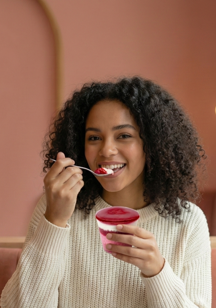 Femme savourant une glace